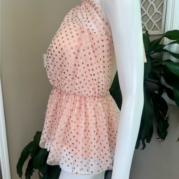 NWOT VENUS Blush Polka Dot Halter Blouse - Picture 3 of 10